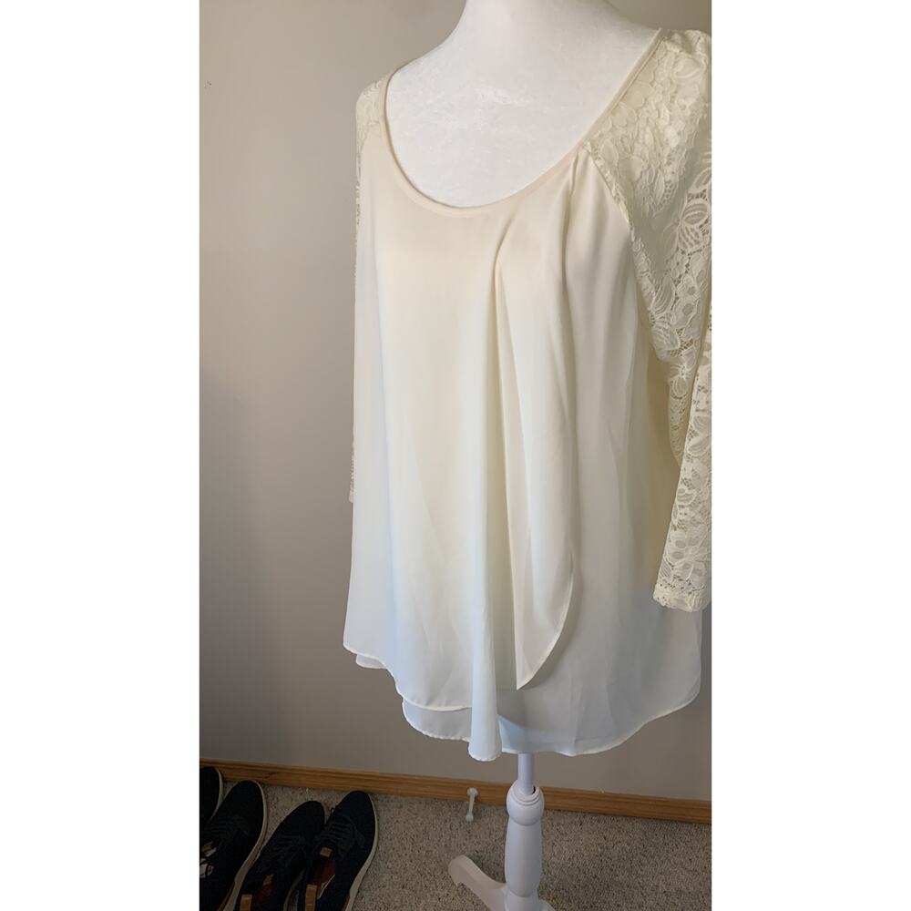 Cato Cream & Lace sleeves Blouse Top